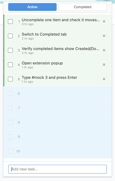 Active list – filled slots and empty slots