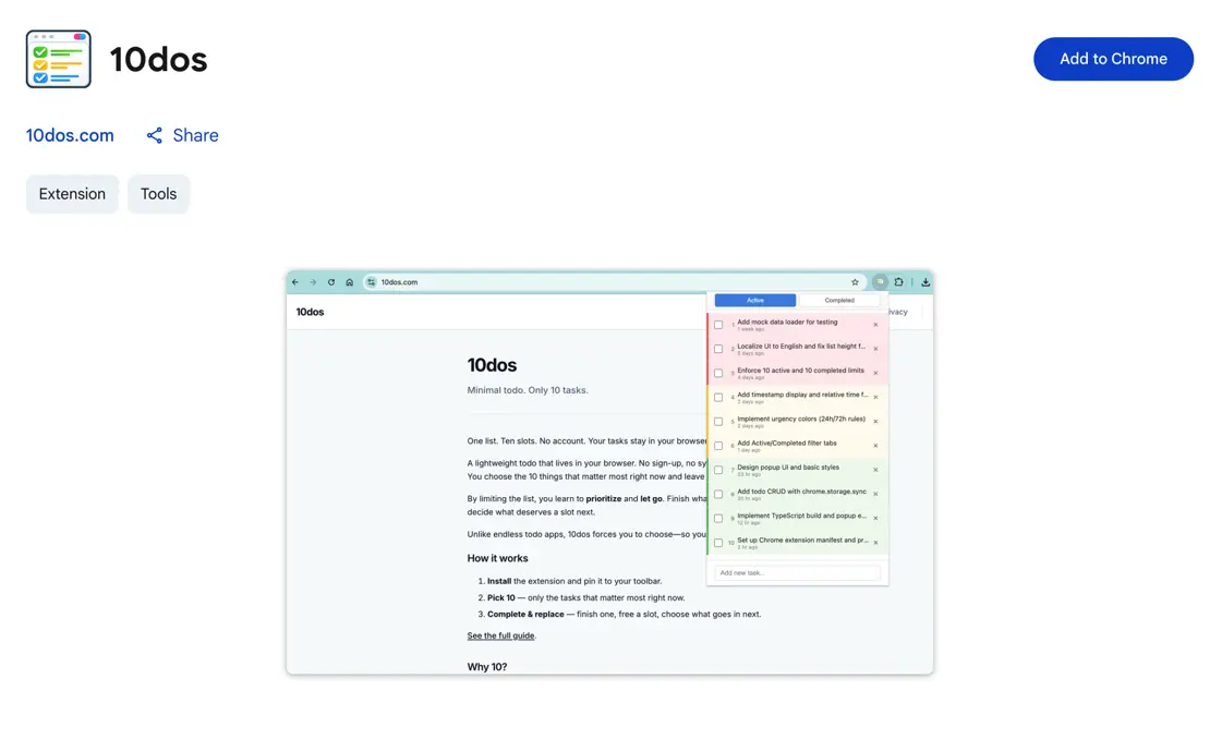 10dos on Chrome Web Store